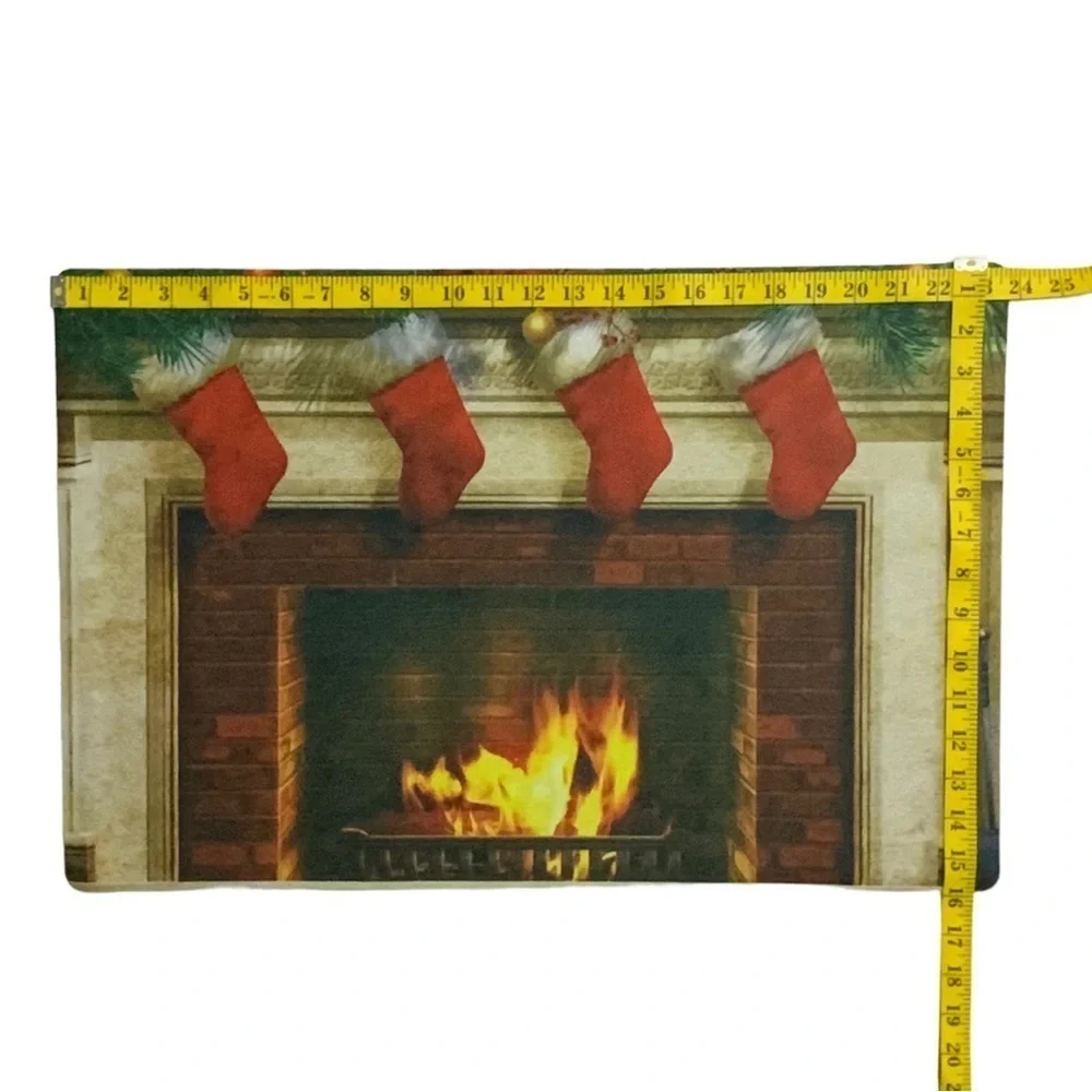 Holiday Doormat Fireplace Christmas Stockings Rectangle 16 X 24 In Multicolor